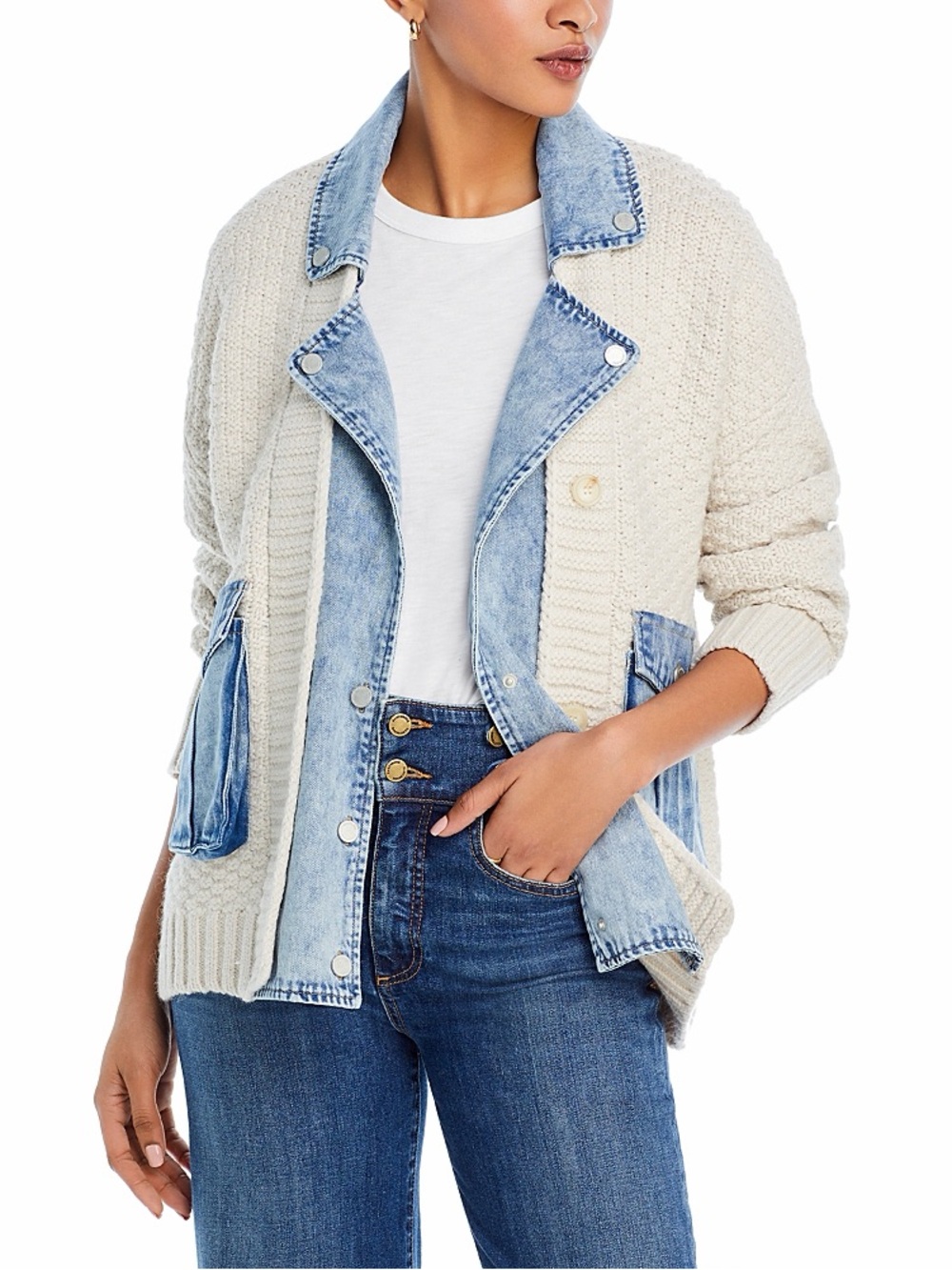 💙🌷💙 BLANKNYC Multi Media Denim Sweater Jacket size S